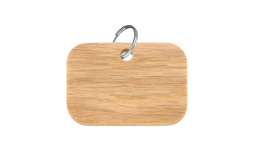 Rechthoekige houten kattenpenning met gladde niet-giftige afwerking en zilveren splitring, personaliseerbaar met naam en details