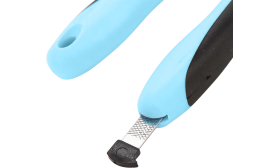 Ingebouwde nagelvijl in blauwe kattennagelknipper met antisliphandvat en roestvrijstalen blad.